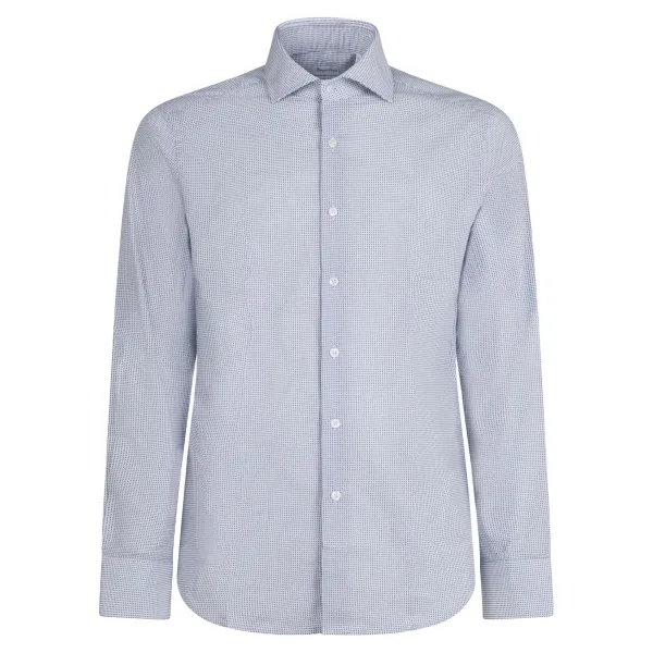 Lavorazione Sartoriale - Camicia bianca a fantasia pois in cotone custom fit