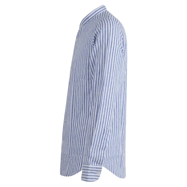 Lavorazione Sartoriale - Camicia bianca coreana rigata in lino e cotone custom 2