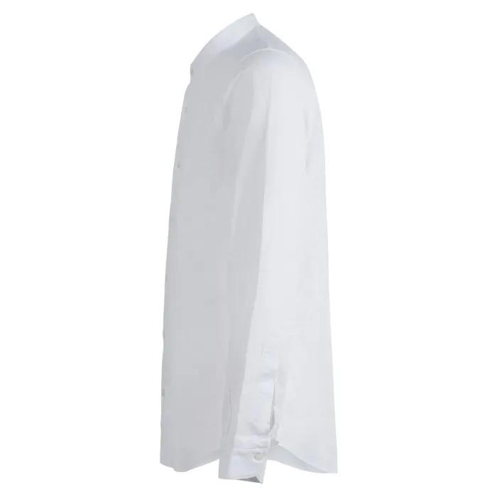 Lavorazione Sartoriale - Camicia bianca coreana in lino e cotone slim fit per