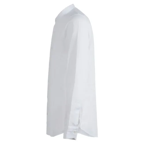 Lavorazione Sartoriale - Camicia bianca coreana in lino e cotone slim fit per