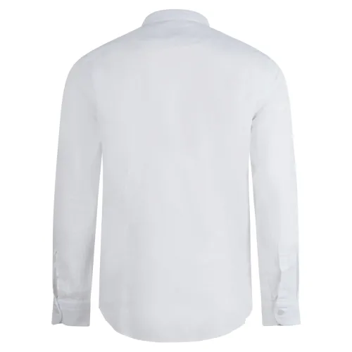 Lavorazione Sartoriale - Camicia bianca coreana in lino e cotone slim fit per