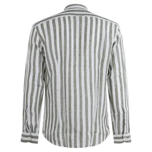 Lavorazione Sartoriale - Camicia bianca coreana in lino custom fit per uomo |