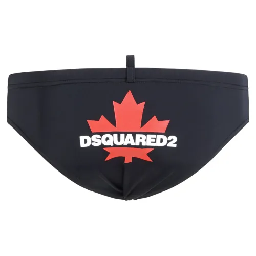 Dsquared2 - Slip mare nero con stampa foglia logo sul reto per uomo | d7b315590