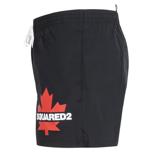 Dsquared2 - Bermuda mare nera con stampa logo foglia per uomo | d7b5f5600