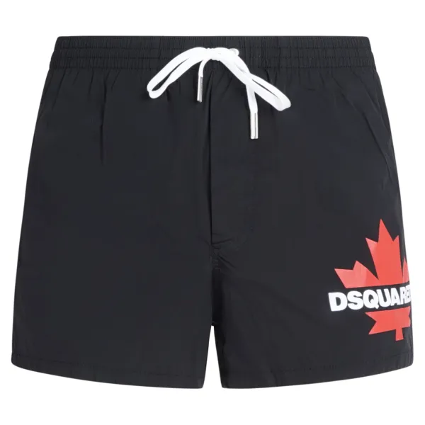 Dsquared2 - Bermuda mare nera con stampa logo foglia per uomo | d7b5f5600
