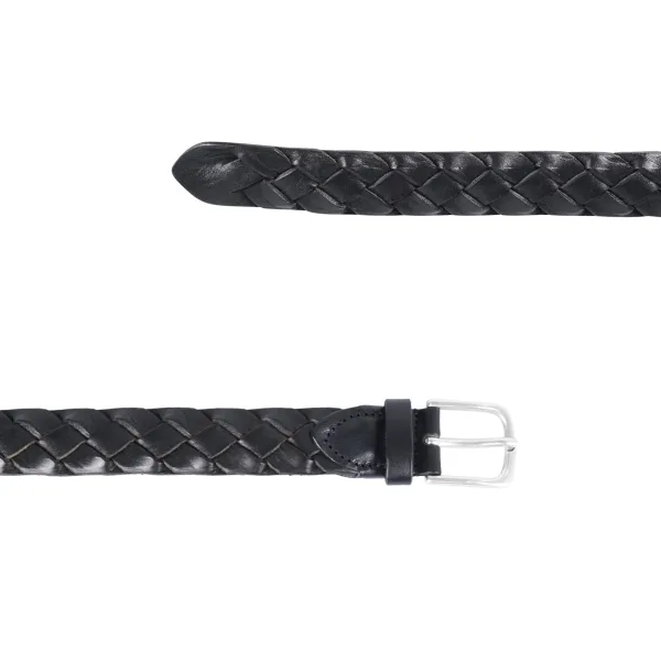 Italian Belts - Cintura nera in pelle a treccia per uomo | treccia 030 new nero 2