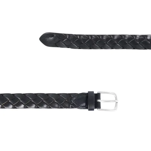 Italian Belts - Cintura nera in pelle a treccia per uomo | treccia 030 new nero