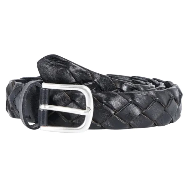 Italian Belts - Cintura nera in pelle a treccia per uomo | treccia 030 new nero