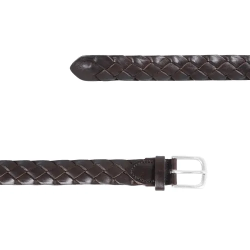 Italian Belts - Cintura marrone in pelle a treccia per uomo | treccia 030 new