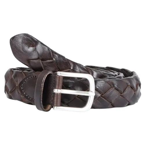 Italian Belts - Cintura marrone in pelle a treccia per uomo | treccia 030 new