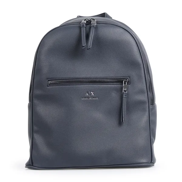 Armani Exchange - Zaino blu in pelle con stampa logo centrale per uomo | 952387