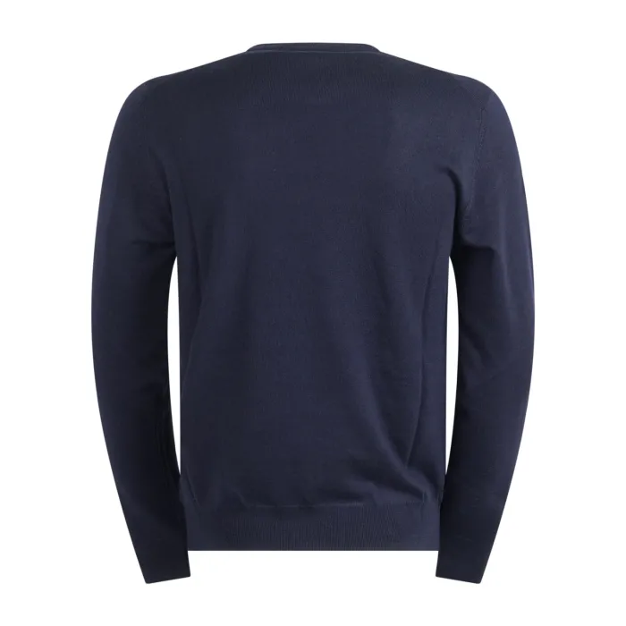 +39 Masq - Maglione girocollo blu in lana merino extrafine per uomo |