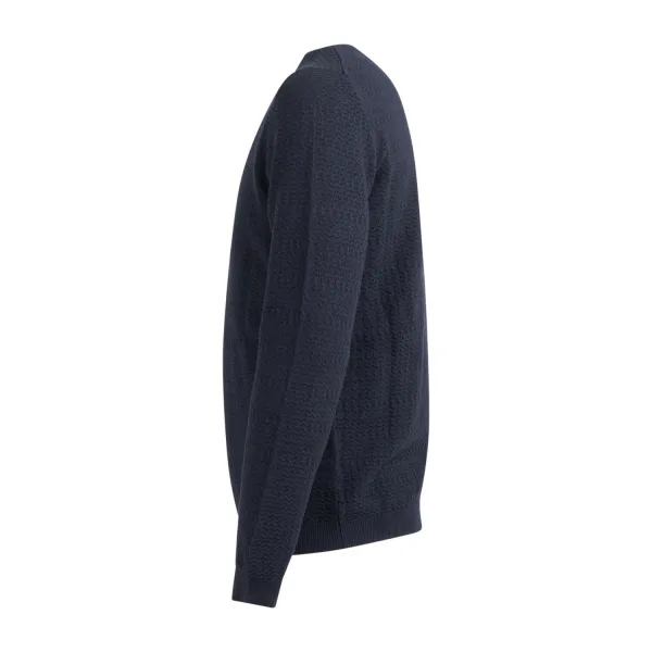 +39 Masq - Maglione girocollo blu con lavorazione per uomo | m1905-12-00 650 blu 2