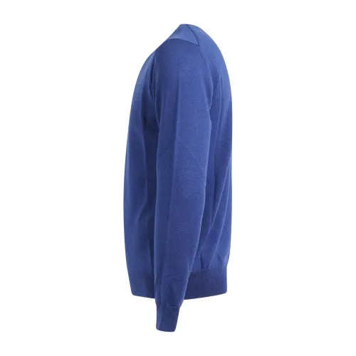 +39 Masq - Maglione girocollo azzurro in lana merino extrafine per uomo |