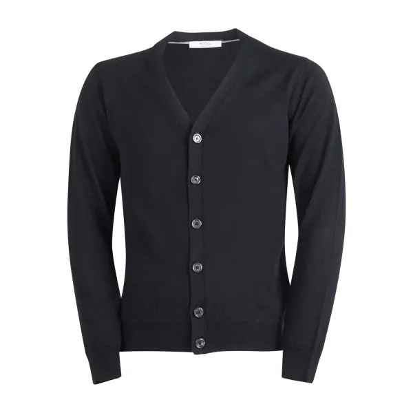 +39 Masq - Cardigan nero in lana merino extrafine per uomo | m1003-14-02 900