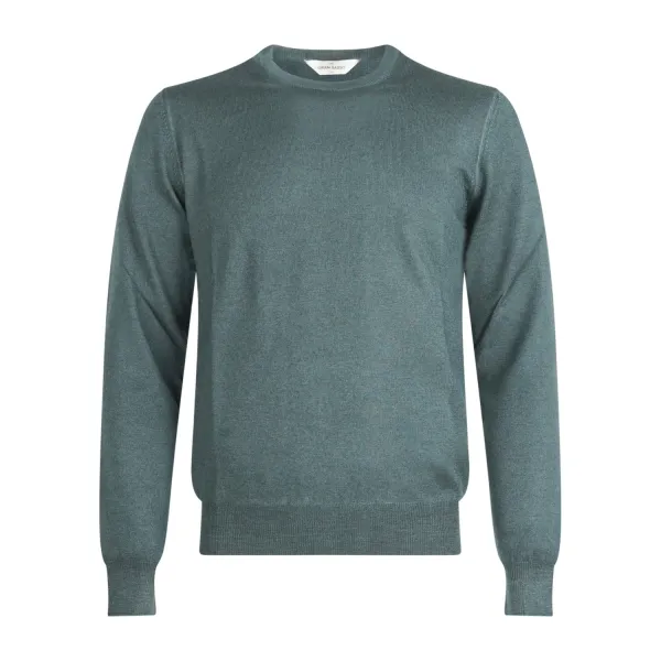 Gran Sasso - Maglione girocollo verde in lana vergine tinto freddo per uomo |