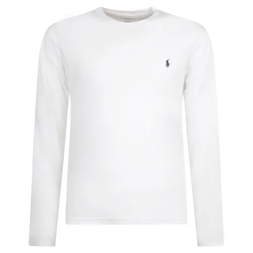 Polo Ralph Lauren - T-shirt manica lunga bianca con logo ricamato sul petto per