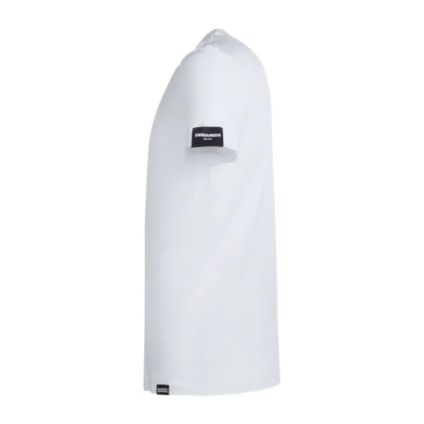 Dsquared2 - T-shirt bianca manica corta con patch logo sulla manica per uomo | 2