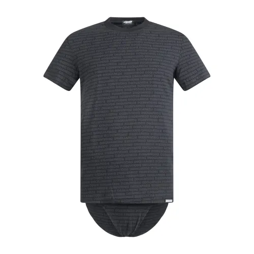Dsquared2 - Set da due pezzi con t-shirt nera manica corta e slip per uomo |