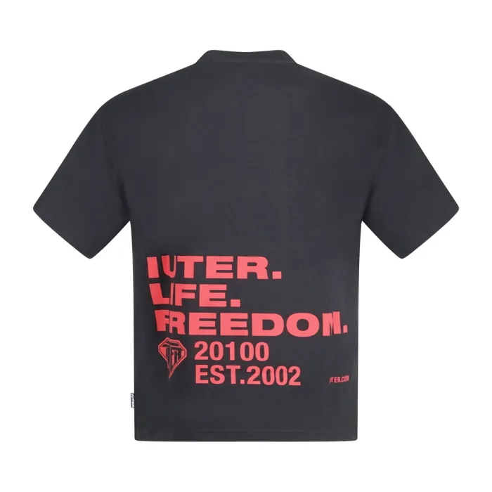 Iuter - T-shirt nera con stampa logo fronte e retro per uomo | 24wits03 black