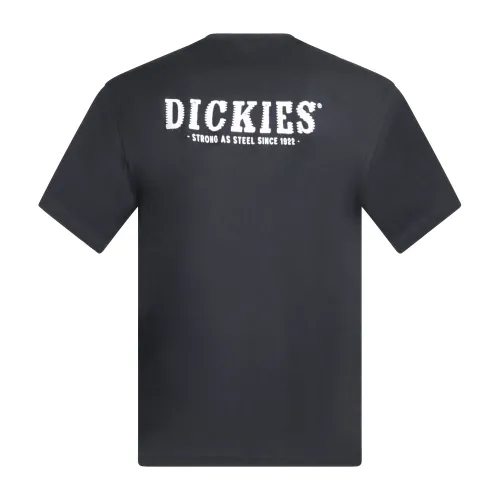 Dickies - T-shirt nera con logo sul petto e stampa sul retro per uomo |