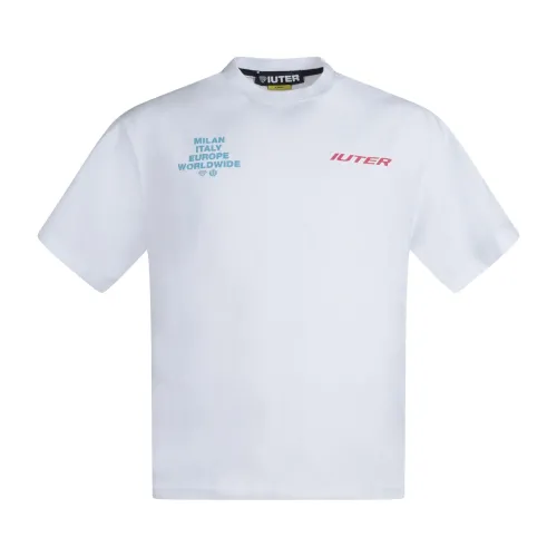 Iuter - T-shirt bianca con stampa logo fronte per uomo | 24wits09 white