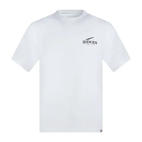 Dickies - T-shirt bianca con logo sul petto e stampa sul retro per uomo |