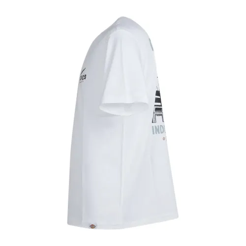 Dickies - T-shirt bianca con logo sul petto e stampa sul retro per uomo |