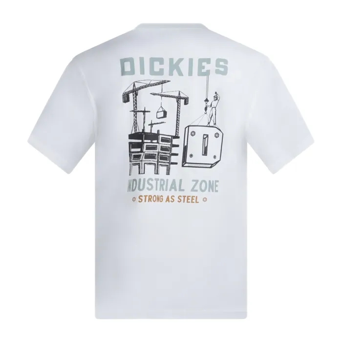 Dickies - T-shirt bianca con logo sul petto e stampa sul retro per uomo |