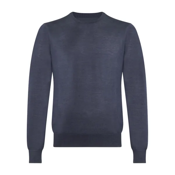 Pal Zileri - Maglione girocollo blu lana e seta per uomo | z3m0u300 nm730 01