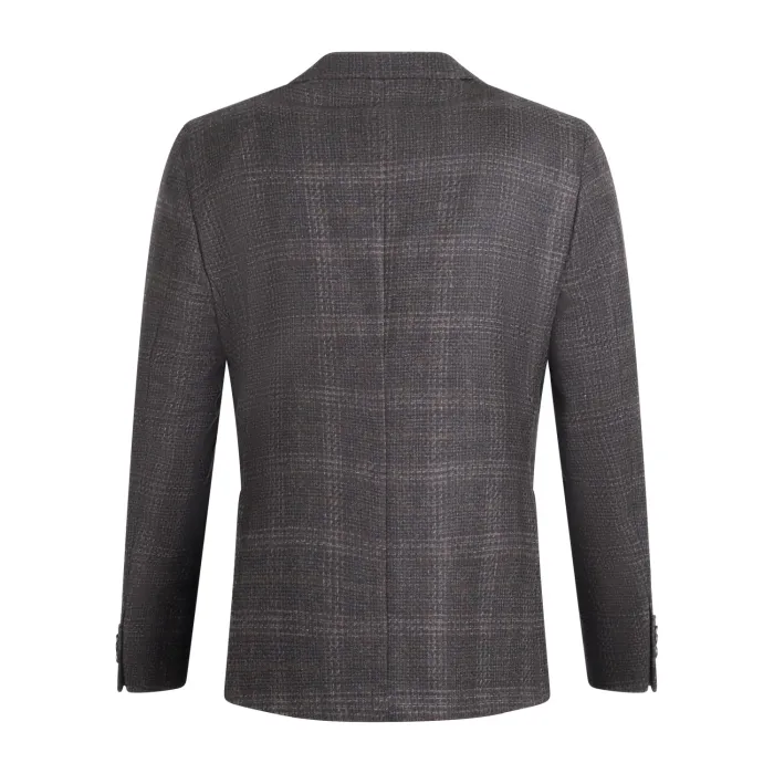 Sartoria Latorre - Giacca marrone a fantasia check in lana per uomo | f84
