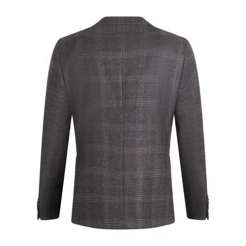 Sartoria Latorre - Giacca marrone a fantasia check in lana per uomo | f84