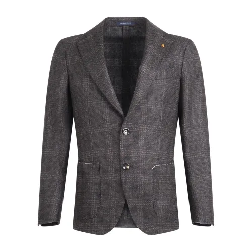 Sartoria Latorre - Giacca marrone a fantasia check in lana per uomo | f84