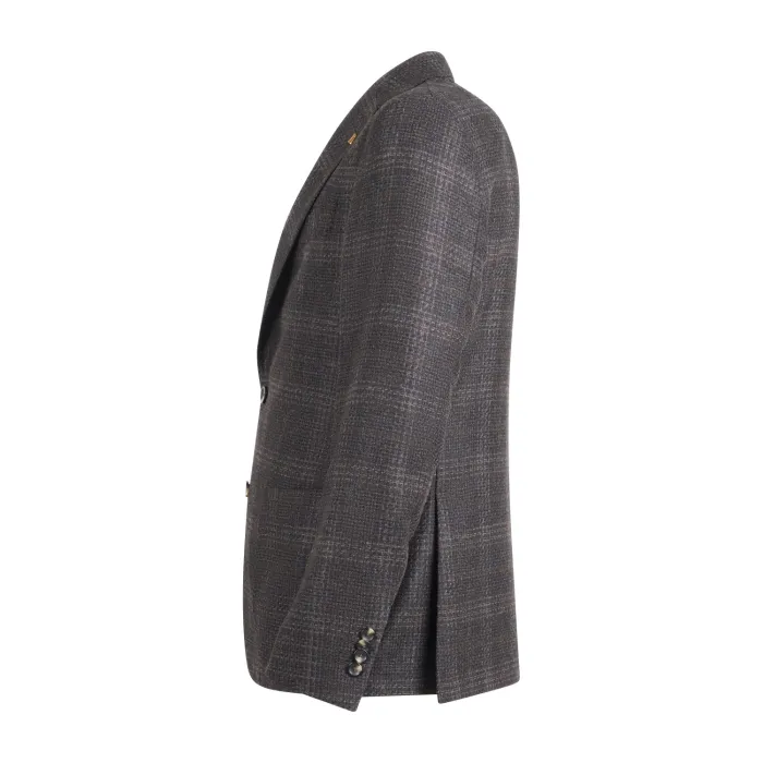 Sartoria Latorre - Giacca marrone a fantasia check in lana per uomo | f84