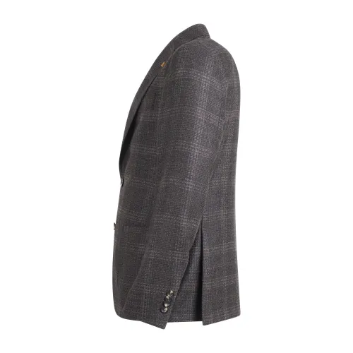 Sartoria Latorre - Giacca marrone a fantasia check in lana per uomo | f84