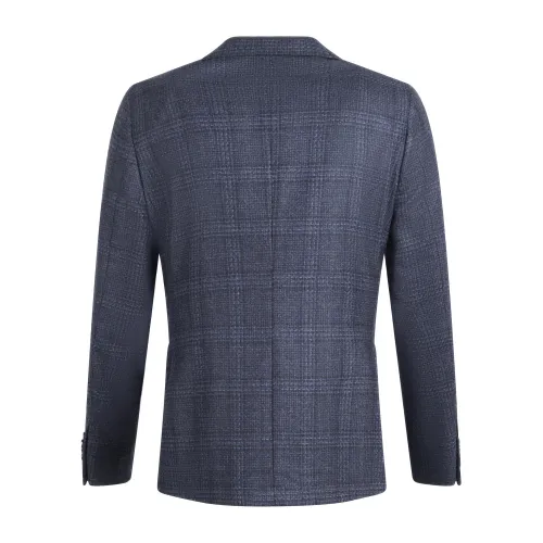 Sartoria Latorre - Giacca blu DR4 a fantasia check in lana per uomo | f44