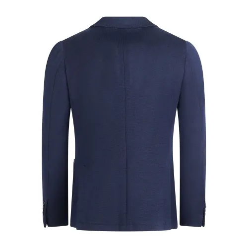 Sartoria Latorre - Giacca blu doppiopetto in jersey di lana per uomo | jf811