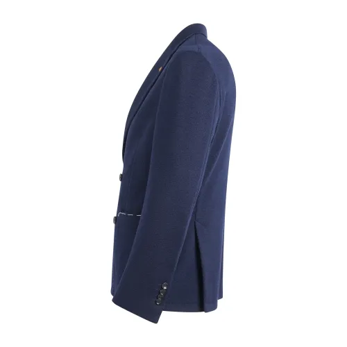 Sartoria Latorre - Giacca blu doppiopetto in jersey di lana per uomo | jf811
