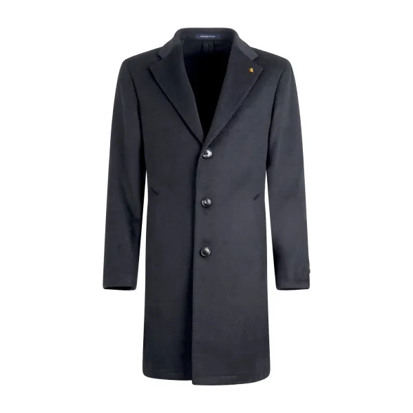 Sartoria Latorre - Cappotto nero monopetto in lana e cashmere per uomo | berto