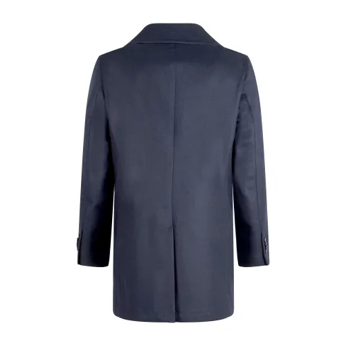 Sartoria Latorre - Cappotto blu doppiopetto in lana e cashmere per uomo |