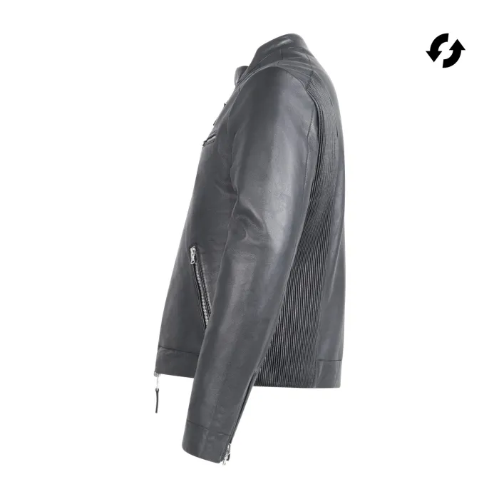The Jack Leathers - Giubbotto nero reversibile in pelle o nylon per uomo |