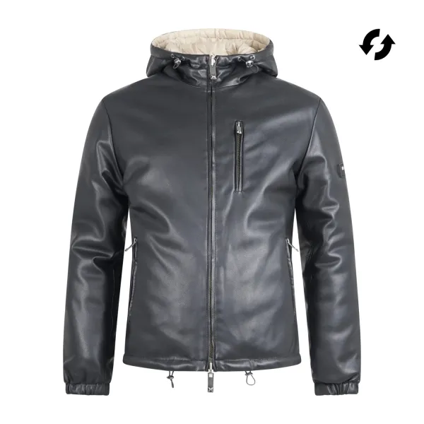 Richmond X - Giubbotto nero con cappuccio reversibile ecopelle per uomo |