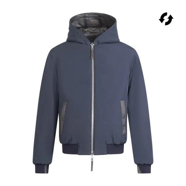 The Jack Leathers - Giubbotto marrone con cappuccio reversibile in pelle o 2