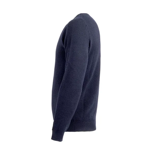 +39 Masq - Maglione girocollo blu con lavorazione in lana merino extrafine per 2