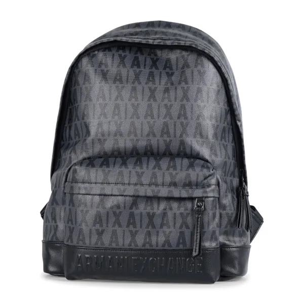 Armani Exchange - Zaino grigio in cotone con stampa logo all over per uomo |