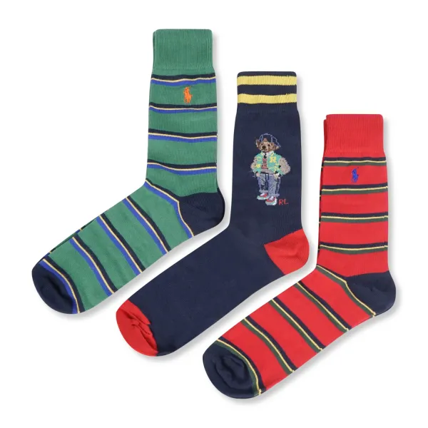 Polo Ralph Lauren - Set di 3 paia di calze multicolore a fantasia per uomo |