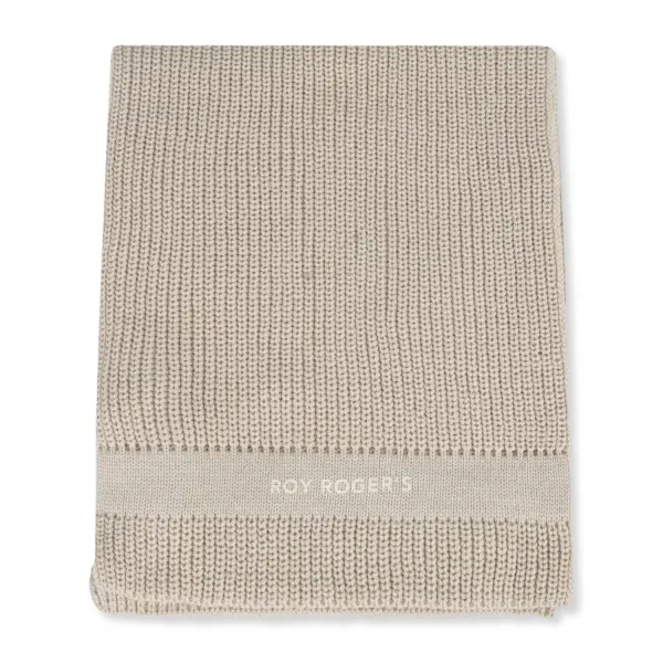 Roy Roger's - Sciarpa beige a coste con logo stampato sul fronte per uomo |