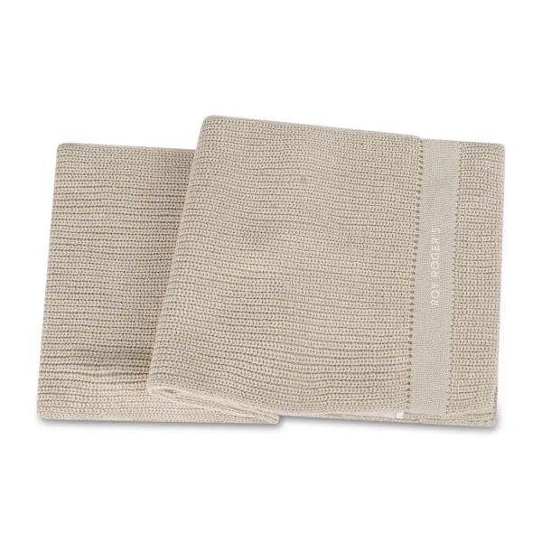 Roy Roger's - Sciarpa beige a coste con logo stampato sul fronte per uomo | 2