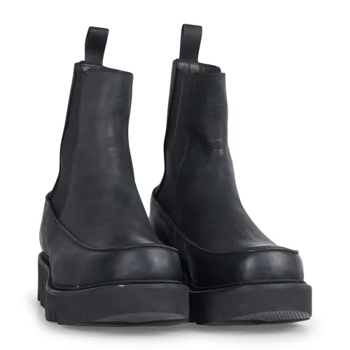 Morgillo - Stivaletto nero alto in pelle con elastico con fondo XL per uomo |