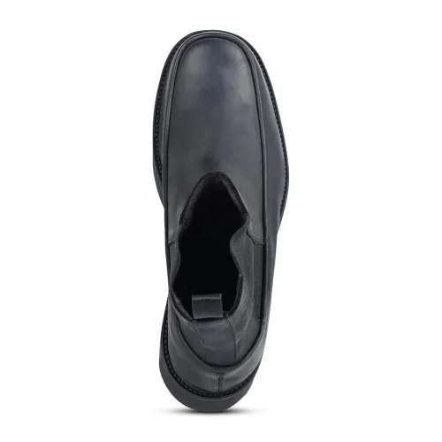 Morgillo - Stivaletto nero alto in pelle con elastico con fondo XL per uomo |